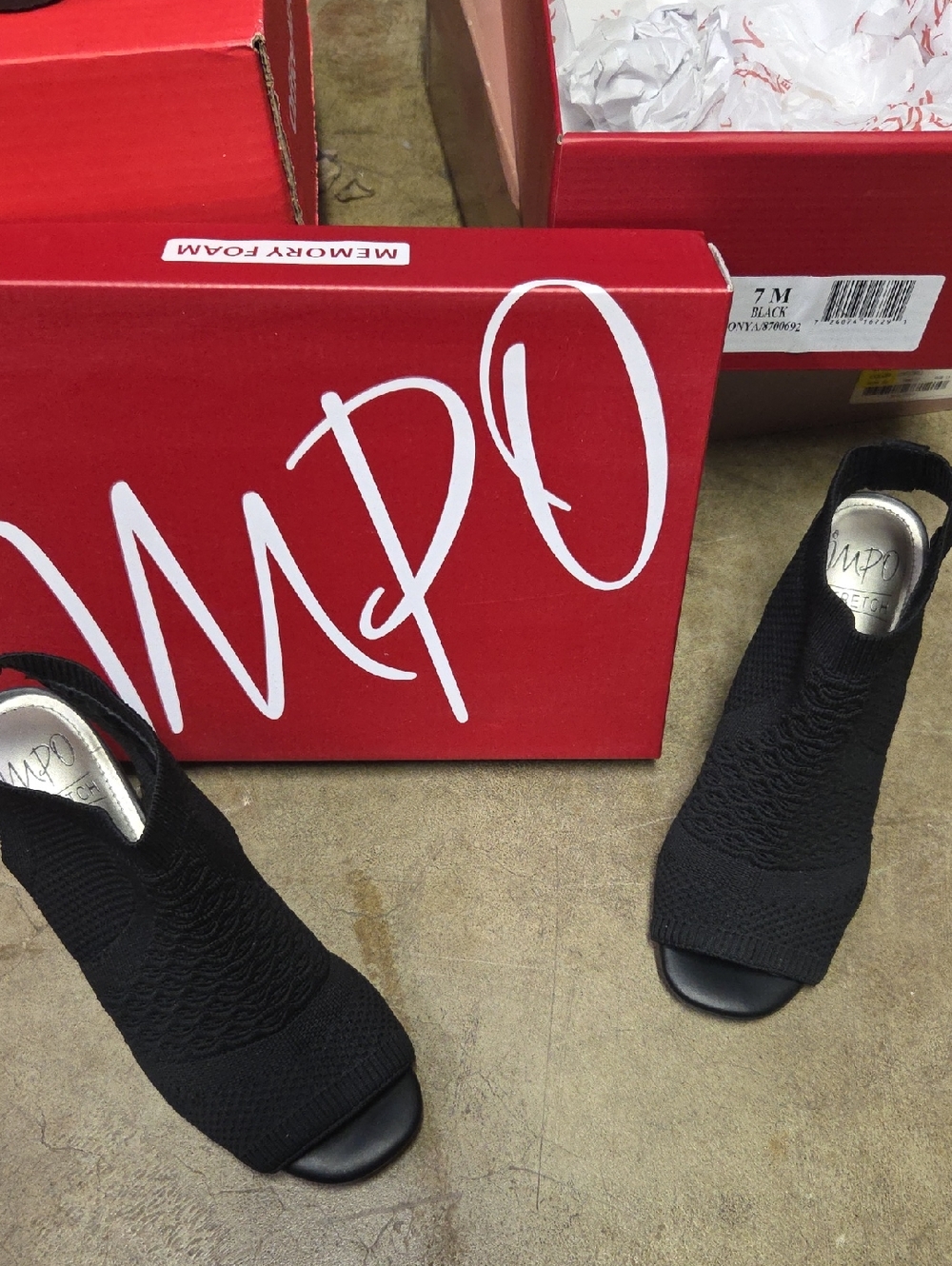 IMPO Black Knit Peep-Toe Slingback Booties